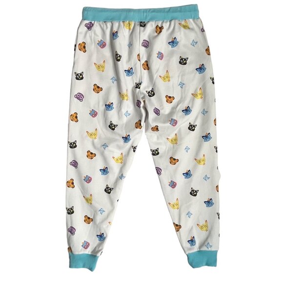 Size Large KREW Warren James Teddy Heads Allover Pattern White Sweatpants Jogger - Picture 10 of 11